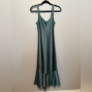 Dynamite Satin Maxi Dress with Ruffle Hem – Size XS